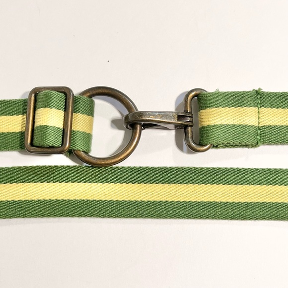 JCrew preppy cotton canvas belt stripe bronze d ring clasp unisex casual sporty - Picture 7 of 12